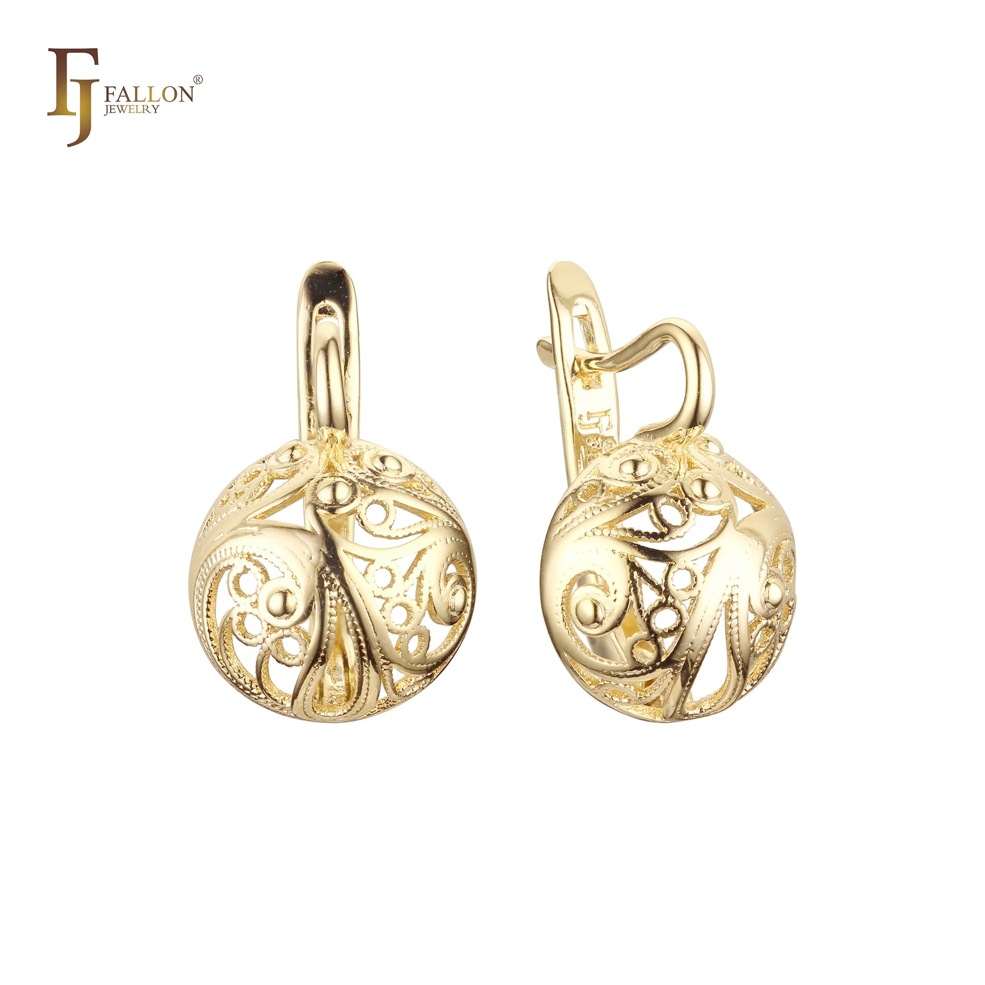 FJ Fallon Fashion Jewelry Clip-On Earrings Plated in 14K Gold Brass Based