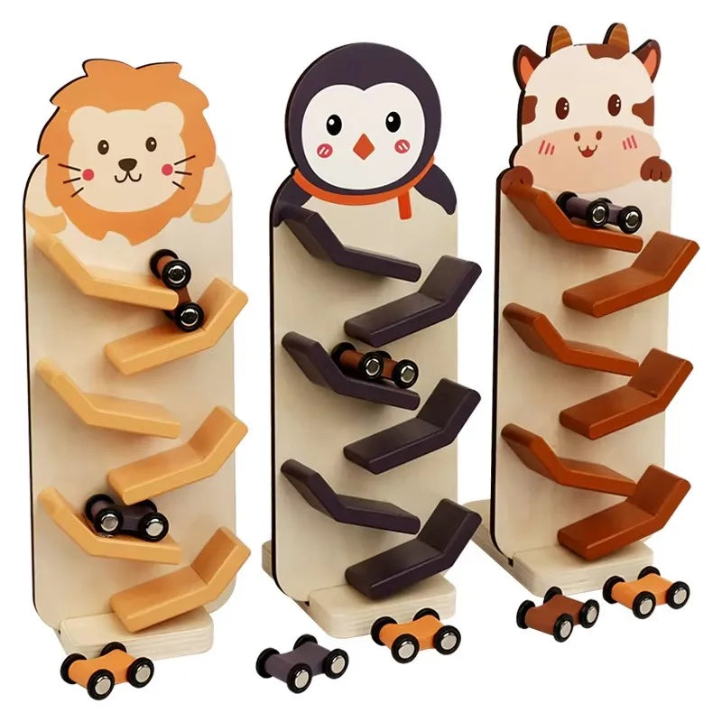 Factory Direct Sale Montessori Cartoon Wooden Racing Toy Montessori Educational Toys for Unisex Kids