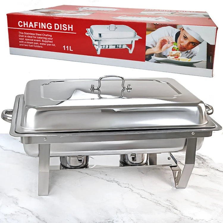 Factory Outlet Thickening Rectangle Buffet Stove Double Pans Stainless Steel Chefing Dish Food Warmer Chafing Dish