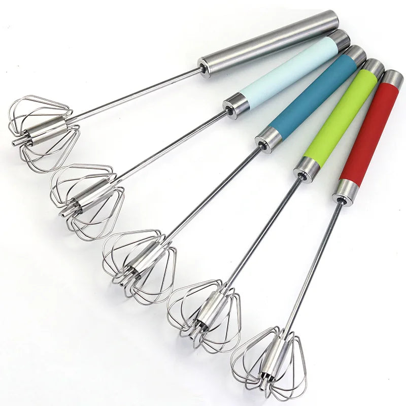 Semi-automatic Egg Beater 304 Stainless Steel Whisk Manual Hand Mixer Self Turning Stirrer Kitchen Accessories Egg Tools