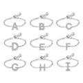 Light Luxury Simple Custom English Alphabet Ring S925 Sterling Silver 26 Letters A-Z Chain Adjustable Ring