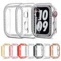 Coolyep Portable Women's Luxury Bling Diamond Square Watch Case Double Row Drill Without Film Cover for Iwatch Band Position