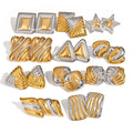 J&D 18K Stainless Steel PVD Plated Gold and Silver Color Irregular Concave and Convex Earrings for Women