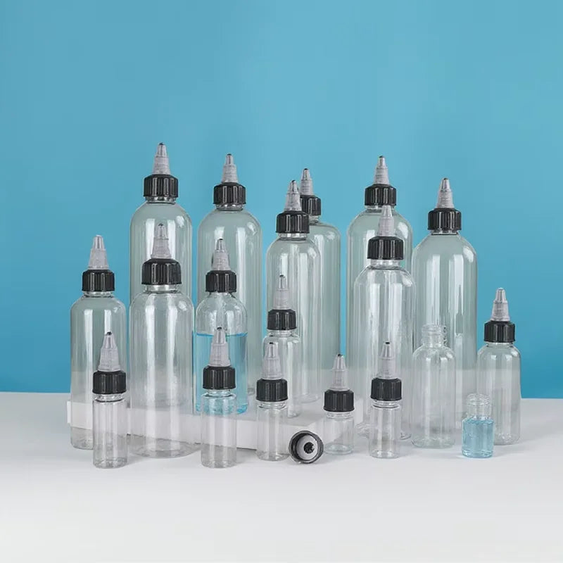 Empty 60ml 100ml 150ml clear Plastic Hair Oil Squeeze Applicator Packaging Bottle With Twist-open Dispensing Cap