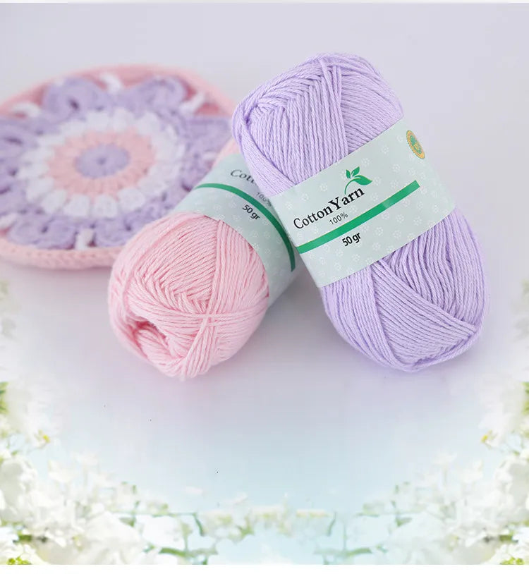 Wholesale 50g Crochet Hand Knitting Yarn 100% Cotton Yarn Crocheted Cotton Thread