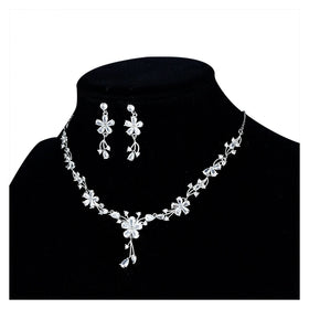 Fashion Women Bridal Jewelry Set Trendy Flower Zircon Wedding Dress Accessories Sets for Bridal