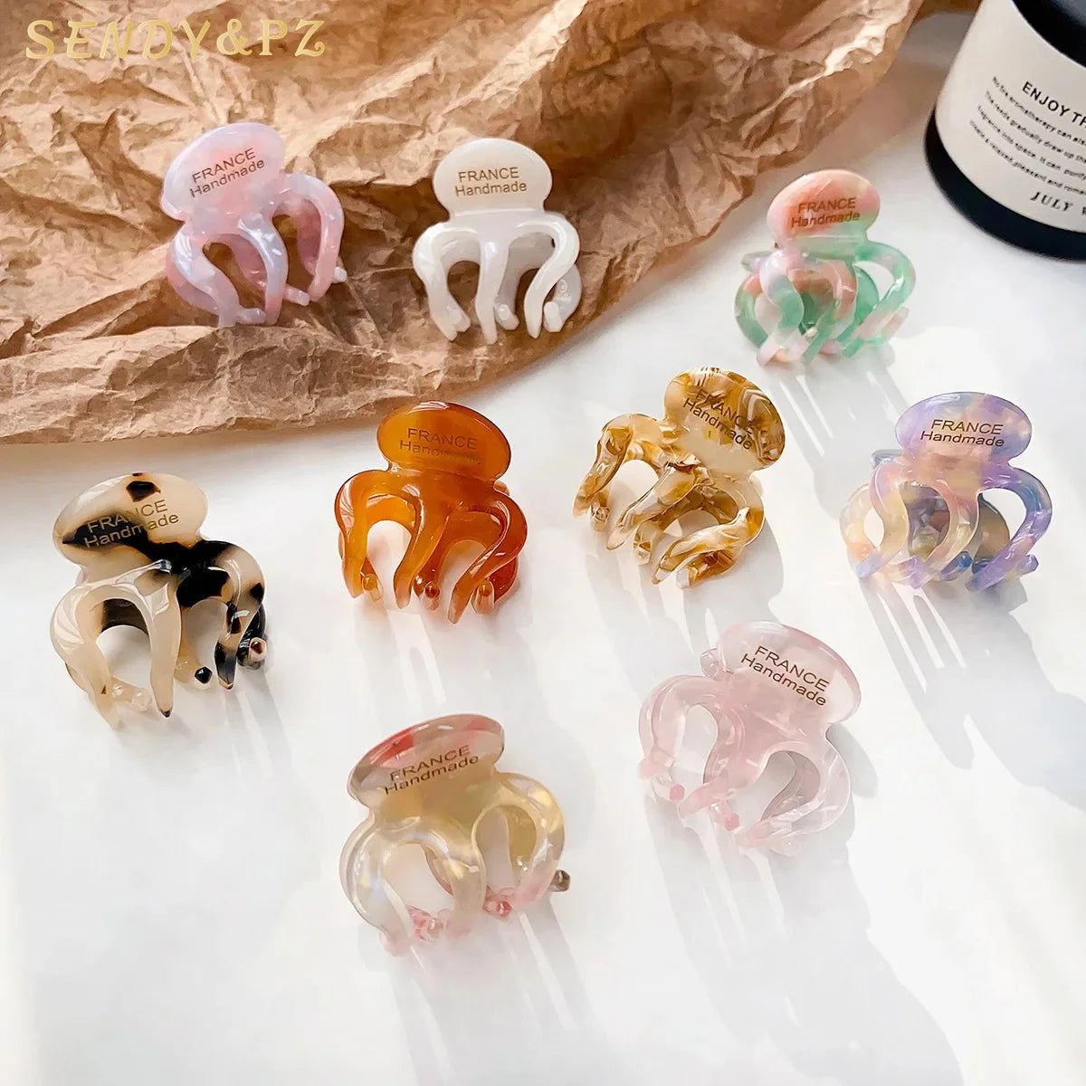 Custom Logo Hair Accessories 2.5cm Small Pumpkin Acetate Hair Claw Ponytail Holder Versatile Shark Clip Hair for Lady