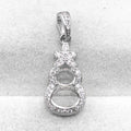 Sterling Silver 4*5+5*7mm Semi Mount Pendant Empty Frame Blank Support Setting S925 Base Hold Without Center Stone for DIY Inlay