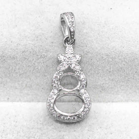 Sterling Silver 4*5+5*7mm Semi Mount Pendant Empty Frame Blank Support Setting S925 Base Hold Without Center Stone for DIY Inlay