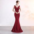 New Drill Fishtail Slim-fit Tail Performance Banquet Hosting Dinner Wedding Gown Long Evening Dress