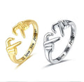Platinum Plated Love You Forever Open Couple Ring Adjustable Friendship Promise Love Heart Jewelry Open Rings