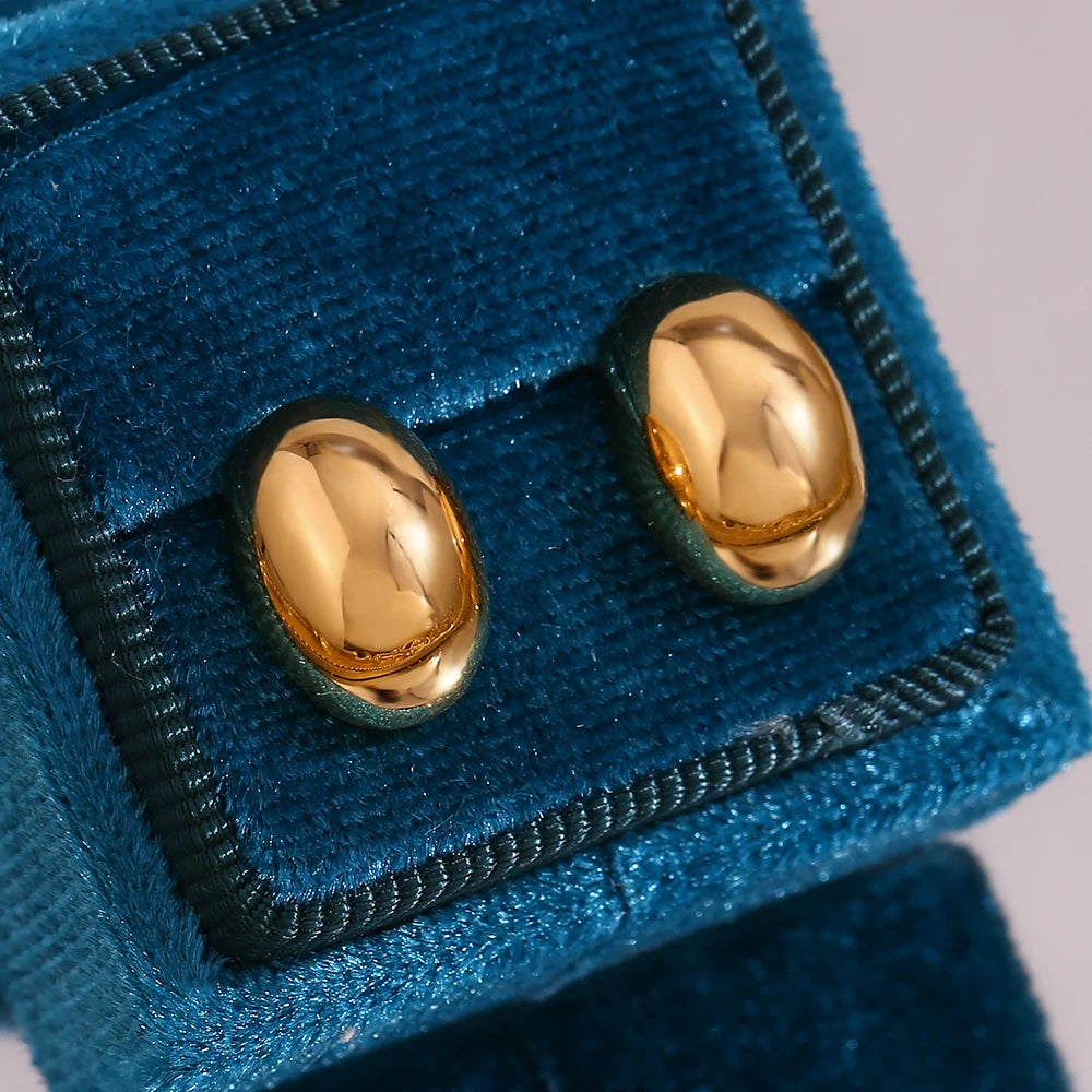 Dropshipping Minimalist Hollow Beaded Stud Earrings Gold Plated Stainless Steel Jewelry Christmas Gifts for Women