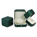 Customized Green Leather Ring Box Necklace Earrings Pendant Jewelry Packaging Boxes Jewelry Ring Box