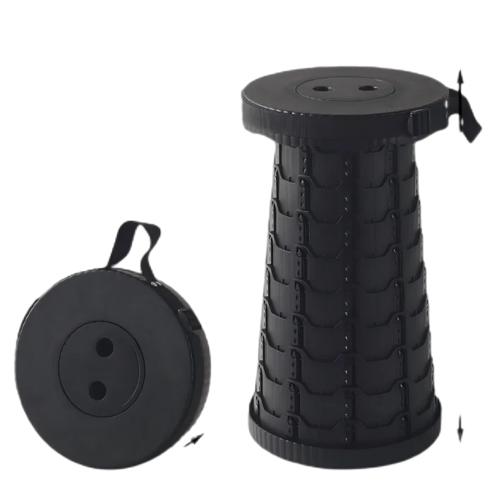 Round Small Retractable Plastic Stool Chair Outdoor Camping Telescopic Portable Folding Stool for Bedroom and School Use