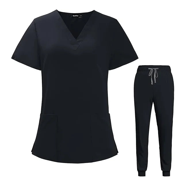72% Recycled Polyester 23% Viscose 5% Spandex Medical Scrub Sets Quick-Drying Nursing Uniform