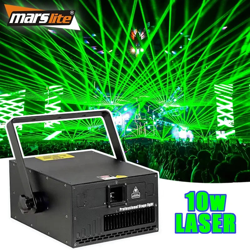 Marslite 10w RGB LED Laser Light Sky 40kpps ILDA DMX512 IP44 Laser Show System Equipment Stage Animation Projector