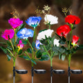 Solar Rose Flower Lights Waterproof Solar Rose Garden Decorative Stake Lights for Outdoor Patio Yard Walkway