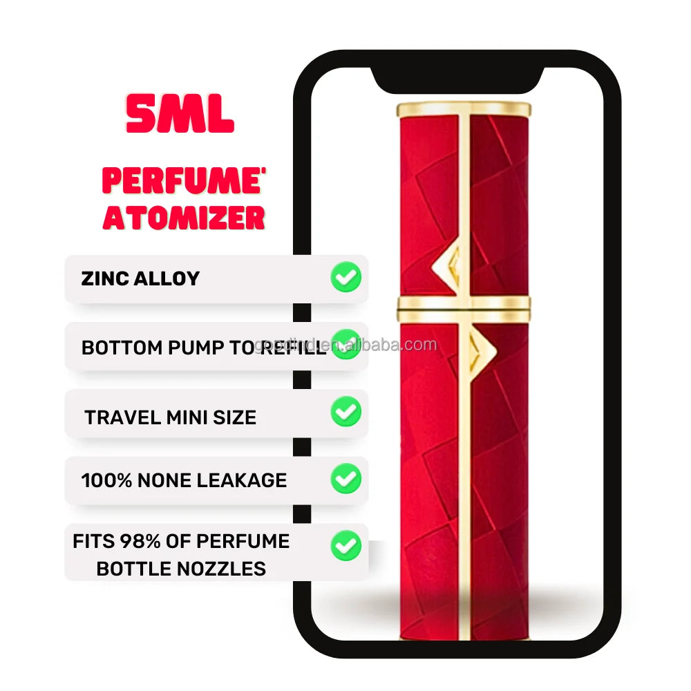 5ml Recyclable Aluminum Alloy Pump Sprayer Perfume Refill Bottle Pocket Small Empty Parfum Gift Cosmetic Container Hot Stamped