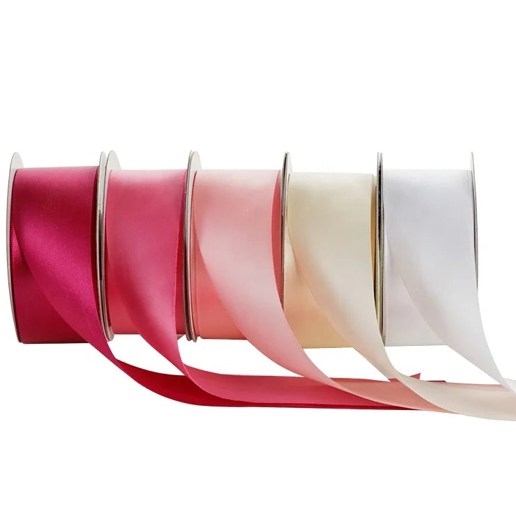 1-1/2 Inch Single Face Polyester Plain Satin Ribbons Customized Logo Decoration Roll 50mm 25mm 38mm Factory Wholesale Single