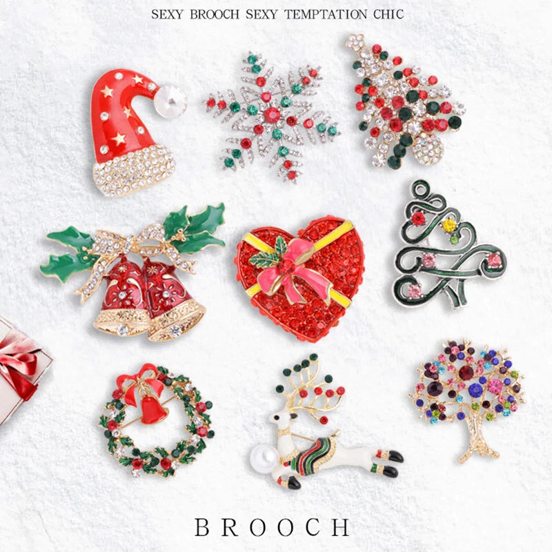 Manufacturer Merry Christmas Gift Tree Reindeer Enamel Brooch Hat Clothes Tie Scarf Button Pin Badge Custom Lapel Pins Brooch