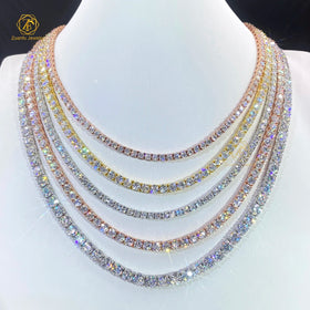 On Discount Factory Price Full Size 3MM Moissanite Tennis Bracelet&Necklace Pass Diamond Tester 925 Sterling Silver Tennis Chain