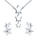 925 Sterling Silver Y Necklace Stud Earrings Star Jewelry Set