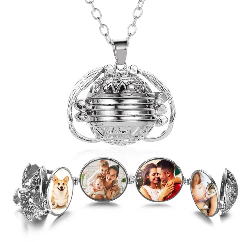 Open Photo Box Multi-layer Diy Jewelry Silver Plated Best Friend Men Chain Pendant Locket Necklaces for Valentines Necklace