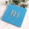 Custom Blue Velvet Hardcover Invitations Envelope Silver Acrylic Mirror Card Tags Luxury Vintage Handmade Wedding Invitation