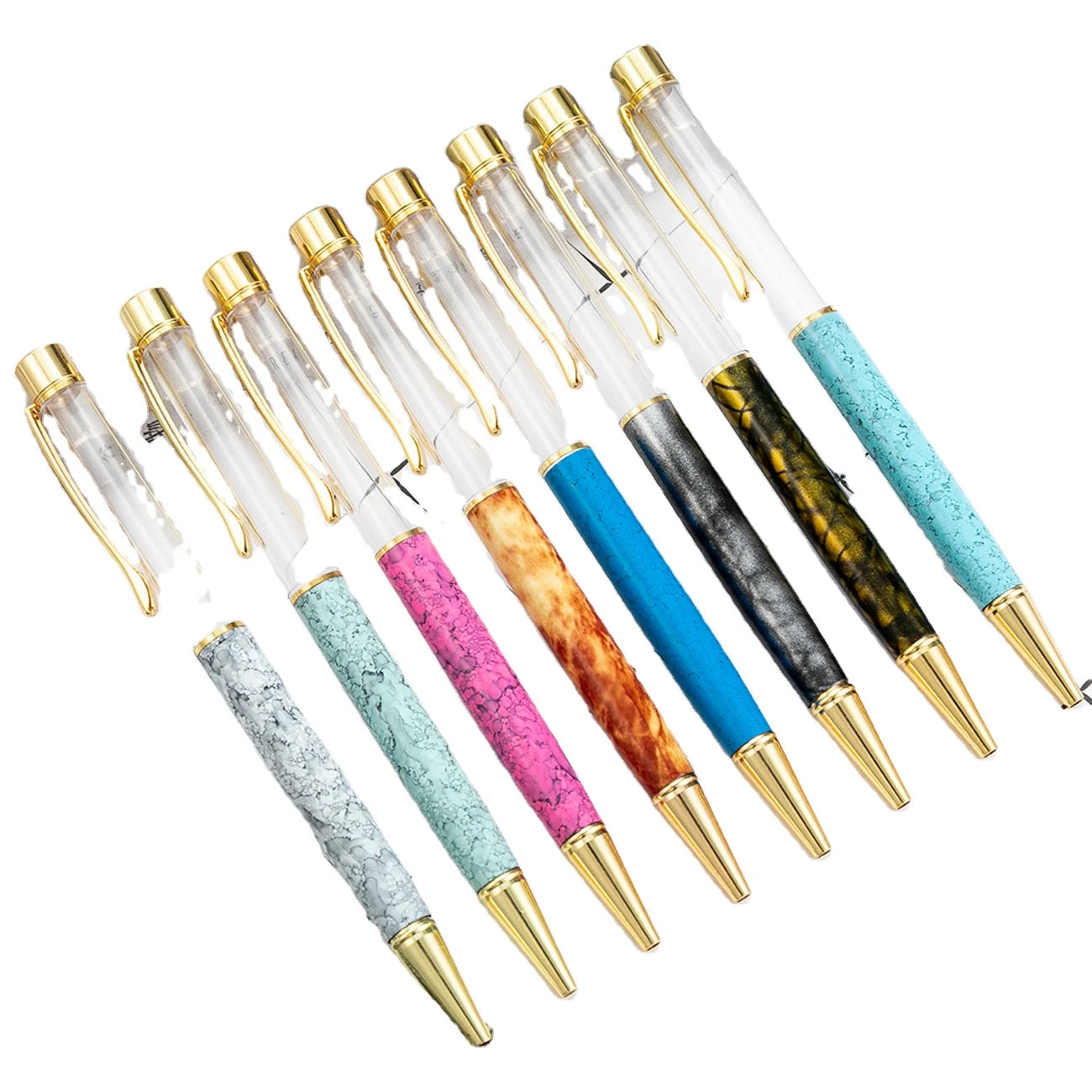Marble Rose Gold Writing Ball Point Metal Pen Floating Glitter Crystal Sparkles Pen