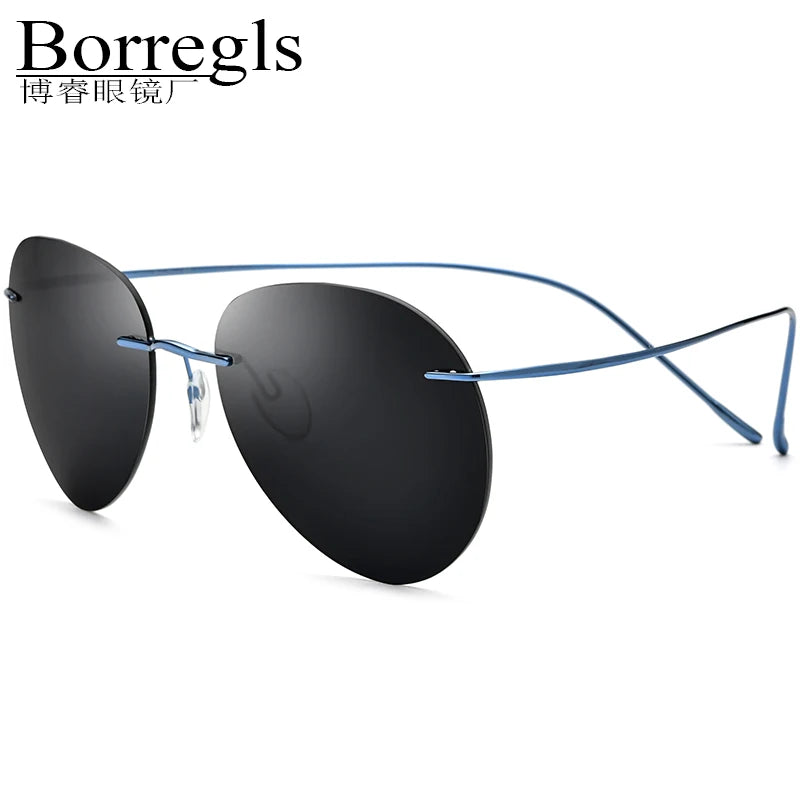 Borregls Rimless Polarized Sunglasses Men 2025 New Designer Lightweight Frameless B-Titanium Women Pilot Sun Glasses 185695