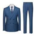 Men's Slim Double-Breasted Banquet Suit Striped Lapel High-Grade Two-Piece Business Workwear Breathable Groom's Attire Set