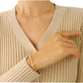 INS Baroque 18K Gold Imitation Stainless Steel 4MM Pearl Necklace & Bracelet Set Gold Plated Titanium Steel Jewelry