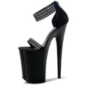 20 cm ultra High Heel Black Back Zipper Pole Dance T-stage Catwalk Women's Sexy Leaky Toe Sandals Platform Women's Shoes