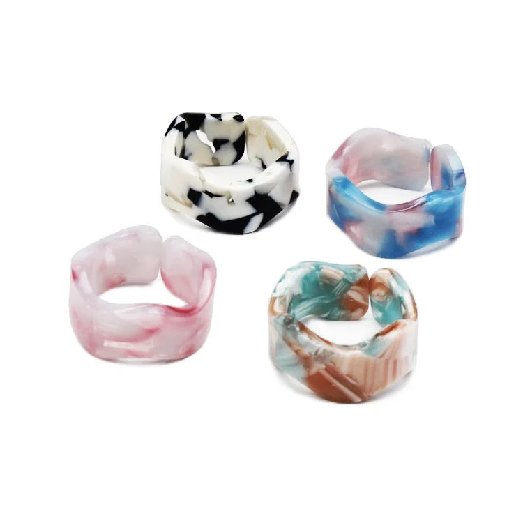 CANYUAN New Acetate Wave Ring for Women Wholesale Fashion Wedding Ring Engagement Crystal Customized Personalized Jewelry Ring
