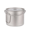 Titanium Cooking Pot 900ml/1100ml/1600ml Folding Handle Nonstick Interior Silver Portable Hanging Outdoor Camping Picnic