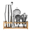 Hot Selling High Food Grade Weighted Boston Shaker Set Stainless Steel Cocktail Mixer Bamboo Stand Professional Bartender Kit