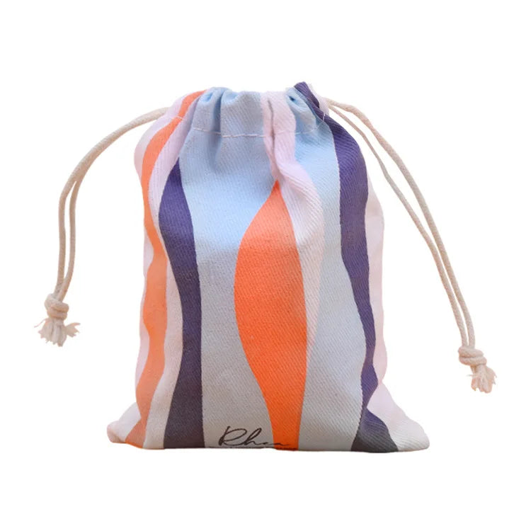 Organic Cotton Eco-friendly Rope Handle Drawstring Shopping Bag 20.3x25.4cm with Customized Designs