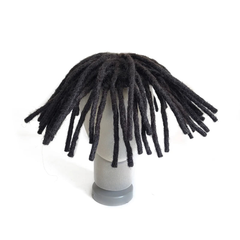 Black Color Dread Lock Fine Mono Lace Wholesale Cheap Human Hair Pieces Toupee for Men Ready to Ship