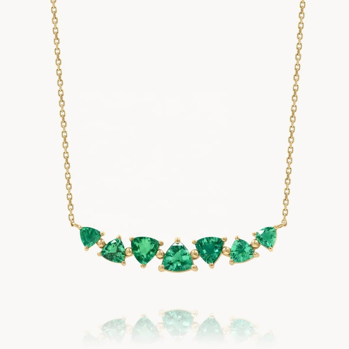 LOZRUNVE Elegant Jewelry Manufacturer Prong Setting Triangle Crystal Stone Emerald Curve Pendant Necklace Women