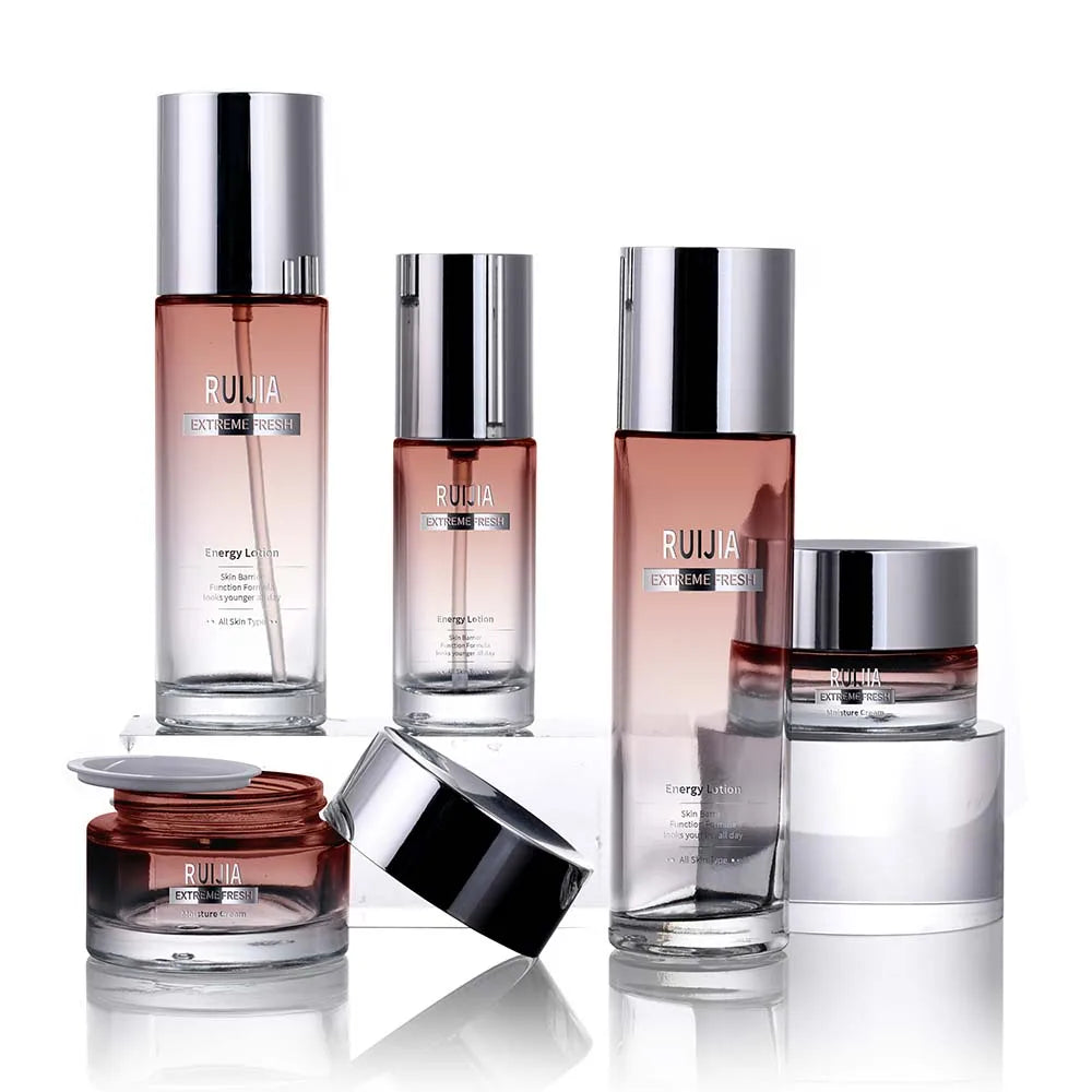 Luxury 40ml 50ml 60ml 80ml 100ml 120ml 20g 1oz 50g Luxury Cosmetic Packing Set Glass Bottle Cosmetics Bottles and Jars Set