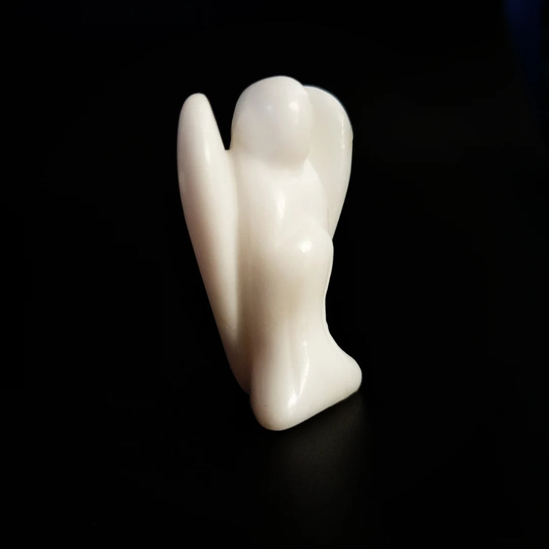 Huiying Natural 1.5 inch white jade angel statues stone indoor decoration crafts