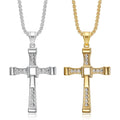 Luxury 18K Gold Plated Hip Hop Christian Jewelry Wholesale Stainless Steel Crystal Cross Pendant Necklace for Men Party Gift