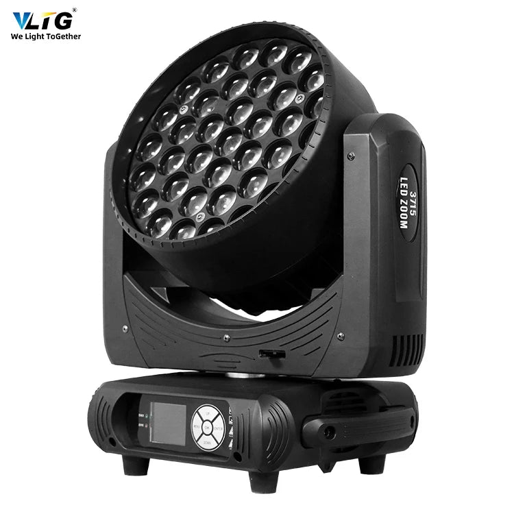 Stage Professional Lighting Equipment 37x15W RGBW 4In1 LED Focus Zoom Wash Moving Head Light for DJ Disco Wedding Party Effect