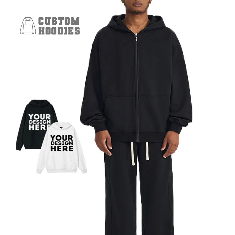 Wholesale 330-460gsm Custom Fleece Hoodie Oems Zipper Hoddie Black Zip up Spider Hoodies Mens Clothing