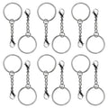 Metal Open Jump Rings & Lobster Clasp Keychain Rings with Chain for Crafts Split Key Ring