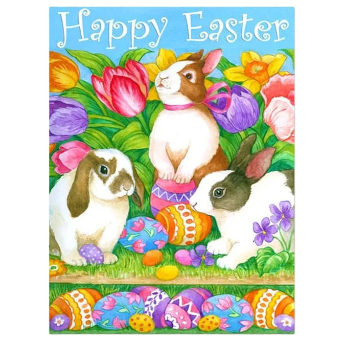 LS Wholesale DIY Rabbit Easter Day 5D Full Drill Diamonds Painting Kits Cartoon Diamond Mosaic Embroidery Flower Tulips Home