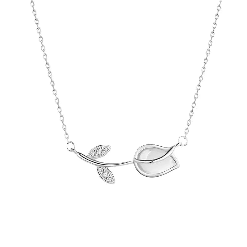 Tulip Necklace for Women Luxury 925 Fine Jewelry Ins Style Rainbowking Collarbone Chain for Weddings Christian Style