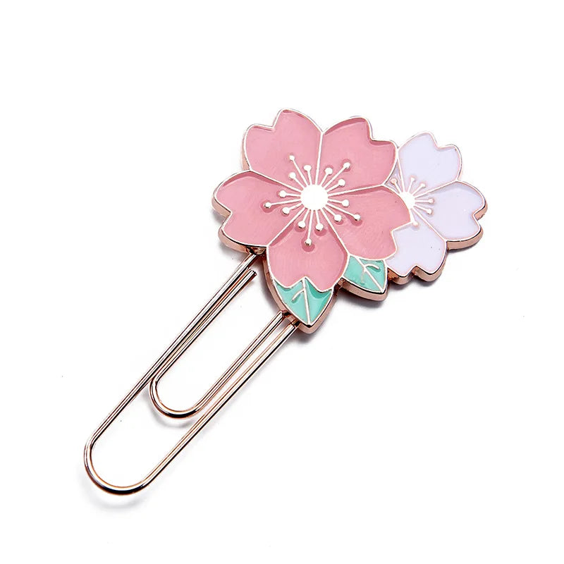 Custom Promotional Flower Enamel Metal Bookmark Clip