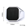 Fatingna 18K Gold Plated Stainless Steel Men's Signet Rings Black Onyx with Agate Stone for Wedding Engagement and Anniversary