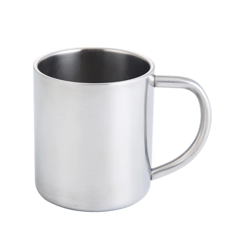 Custom Camping 200ml 300ml 400ml Stainless Steel Cup Metal Double Wall Beer Tea Pint Carabiner Coffee Drinking Mug with Handle